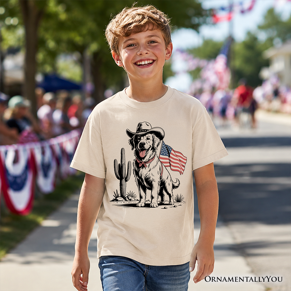 Camiseta infantil de vaquero americano para perros, camiseta juvenil del 4 de julio del oeste para amantes de las mascotas
