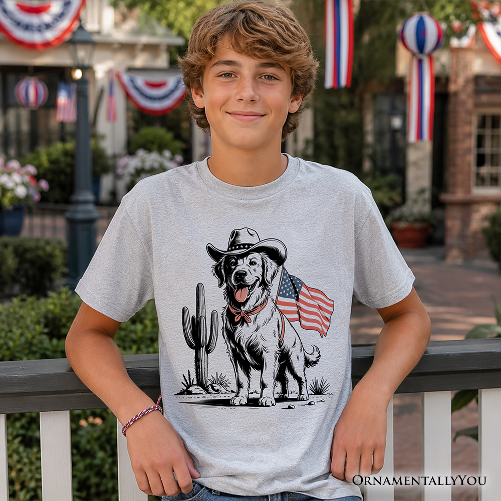 Camiseta infantil de vaquero americano para perros, camiseta juvenil del 4 de julio del oeste para amantes de las mascotas