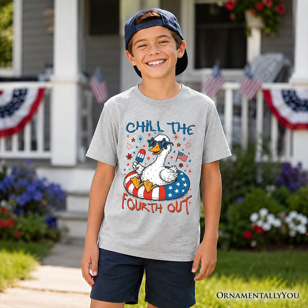 Camiseta de ganso "Kids Chill The Fourth Out", divertida camiseta juvenil patriótica del 4 de julio