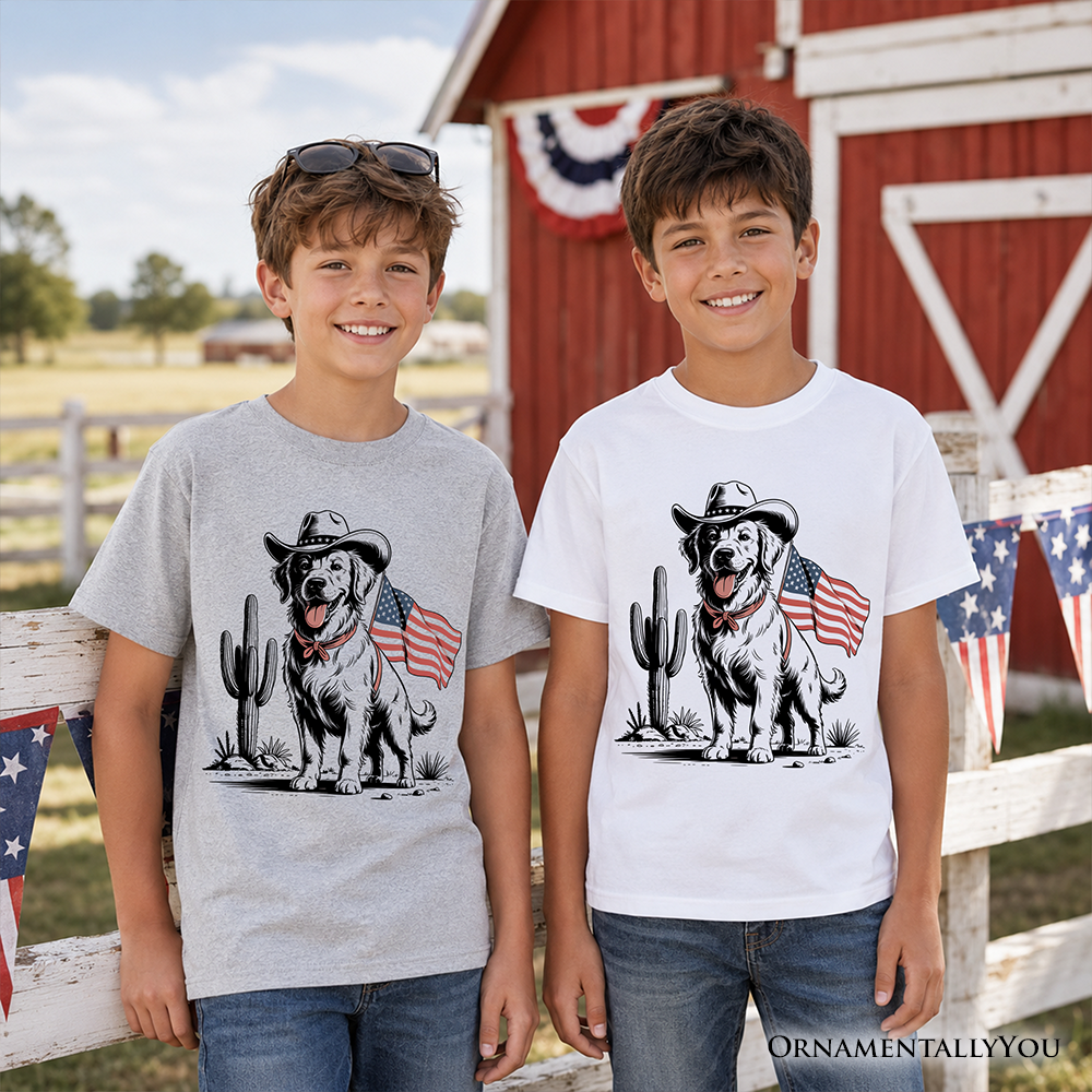 Camiseta infantil de vaquero americano para perros, camiseta juvenil del 4 de julio del oeste para amantes de las mascotas