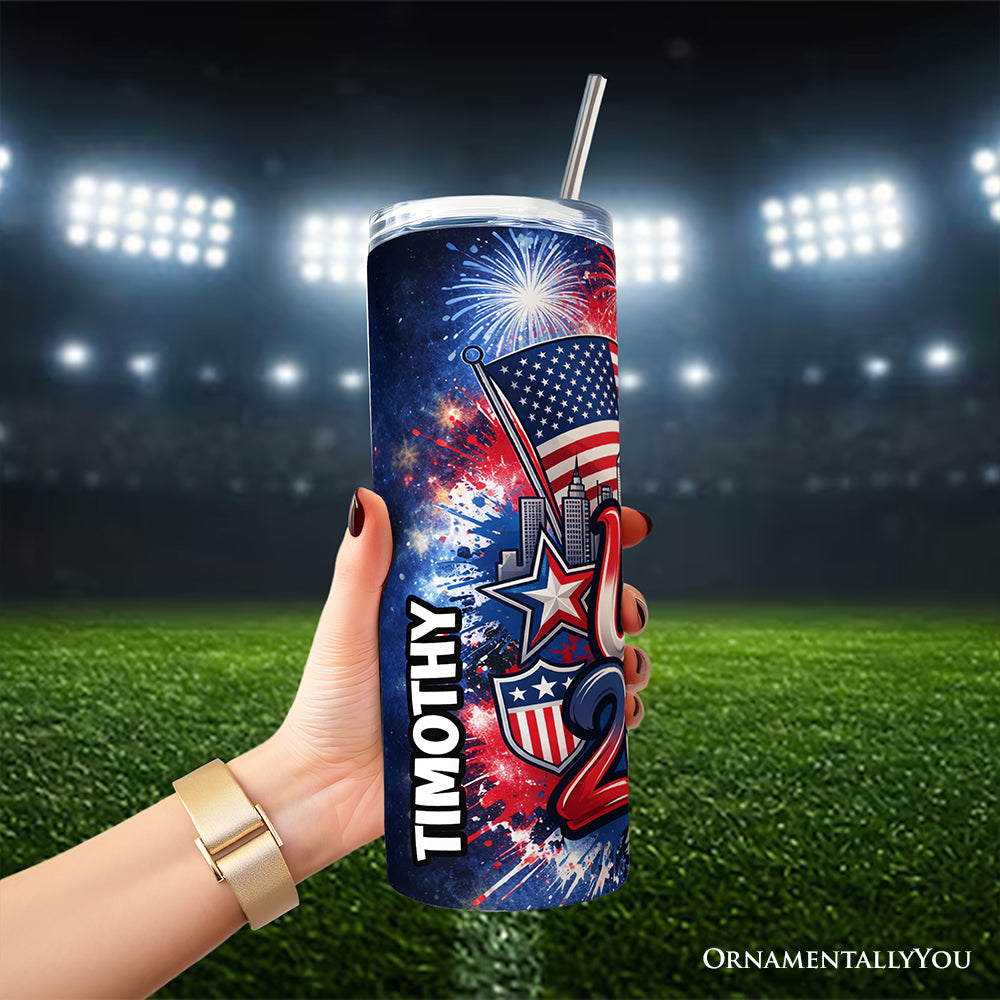 Vaso con tapa y popote de acero inoxidable de 20 oz del Campeonato Mundial de Fútbol 2026 de EE. UU., Taza de regalo para aficionados al fútbol