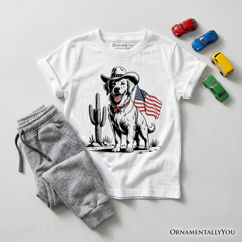 Camiseta infantil de vaquero americano para perros, camiseta juvenil del 4 de julio del oeste para amantes de las mascotas