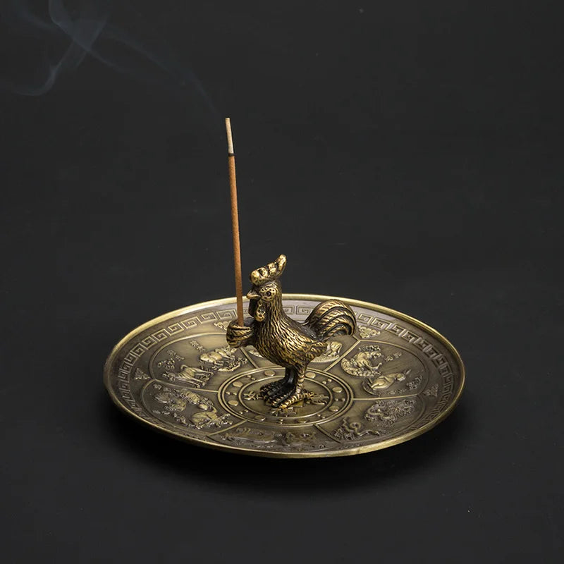 PINNY Soporte de incienso de metal del zodiaco chino | Mini base de incienso de 12 animales