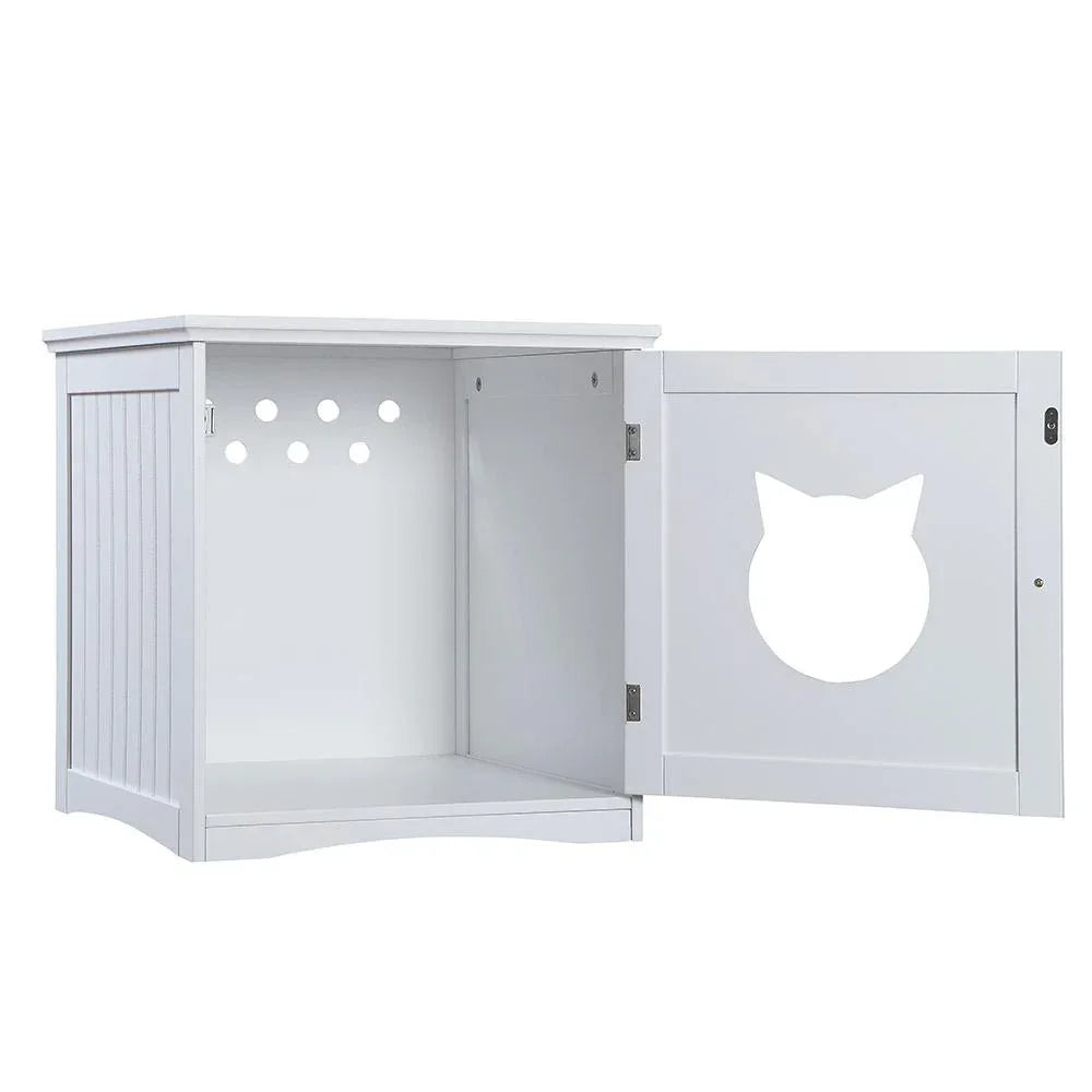 Casa para gatos mesa auxiliar, mesita de noche casa para mascotas, cobertizo para arenero