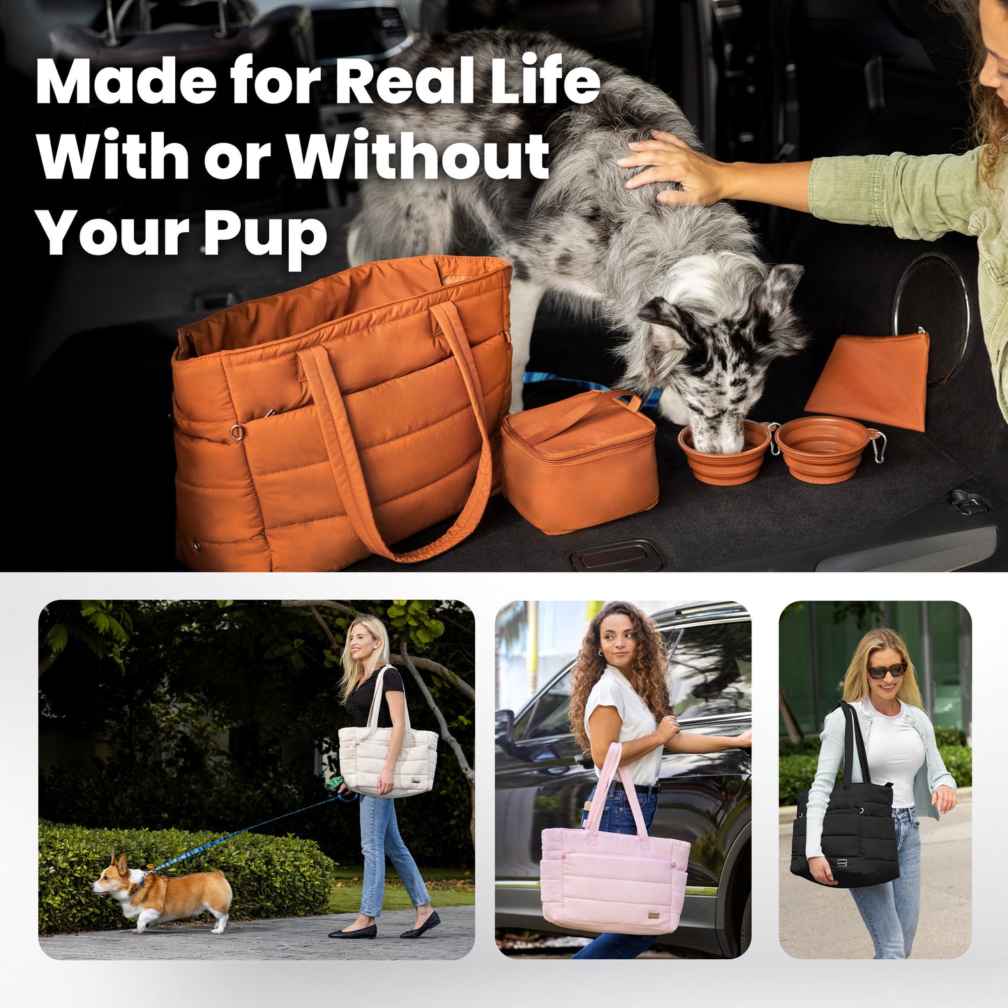 Bolsa de viaje Puffer Dog para mamás perrunas