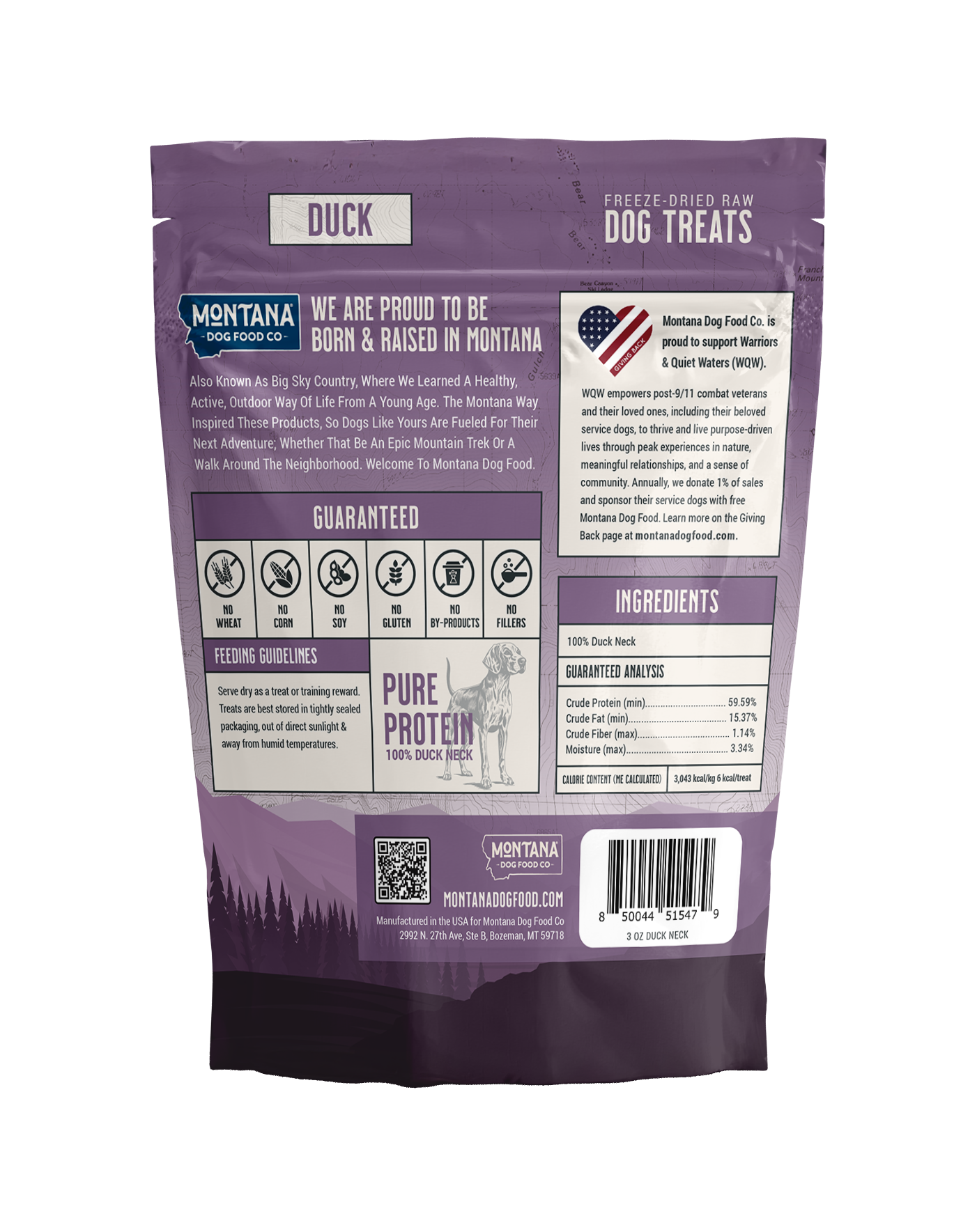 Snacks crudos liofilizados de pato (premios) para perros 85g