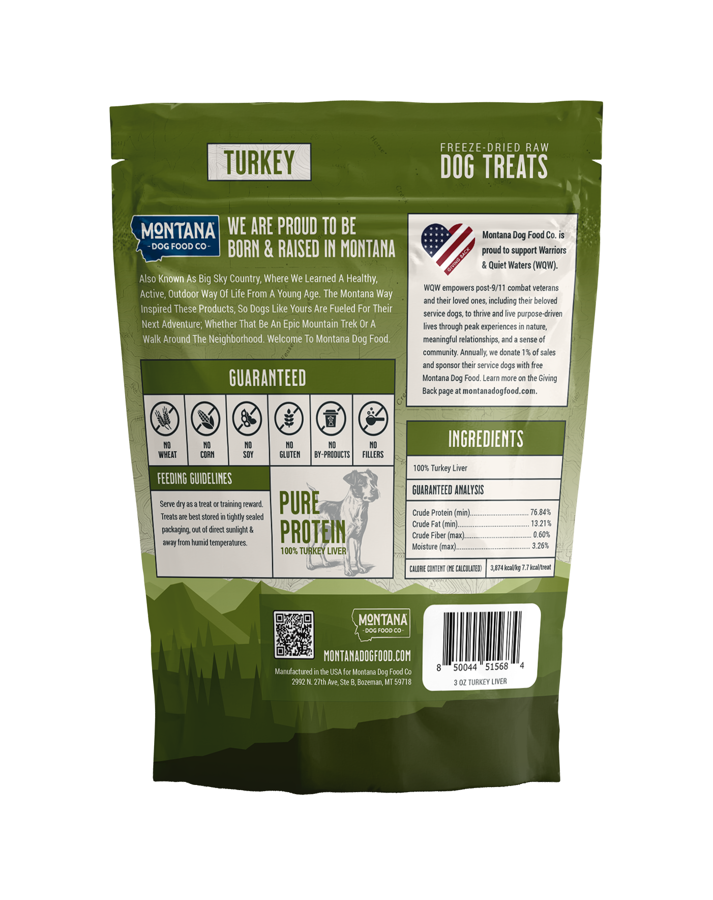 Snacks (premios) crudos liofilizados de hígado de pavo para perros 3 oz