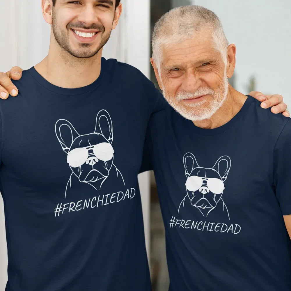 Camiseta de algodón orgánico para hombre "Papá de Frenchie con gafas"