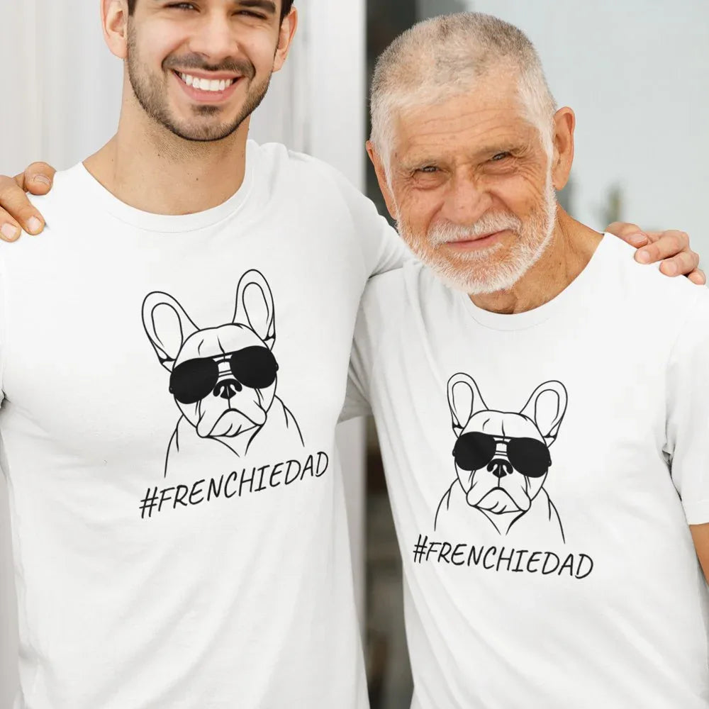 Camiseta de algodón orgánico para hombre "Papá de Frenchie con gafas"