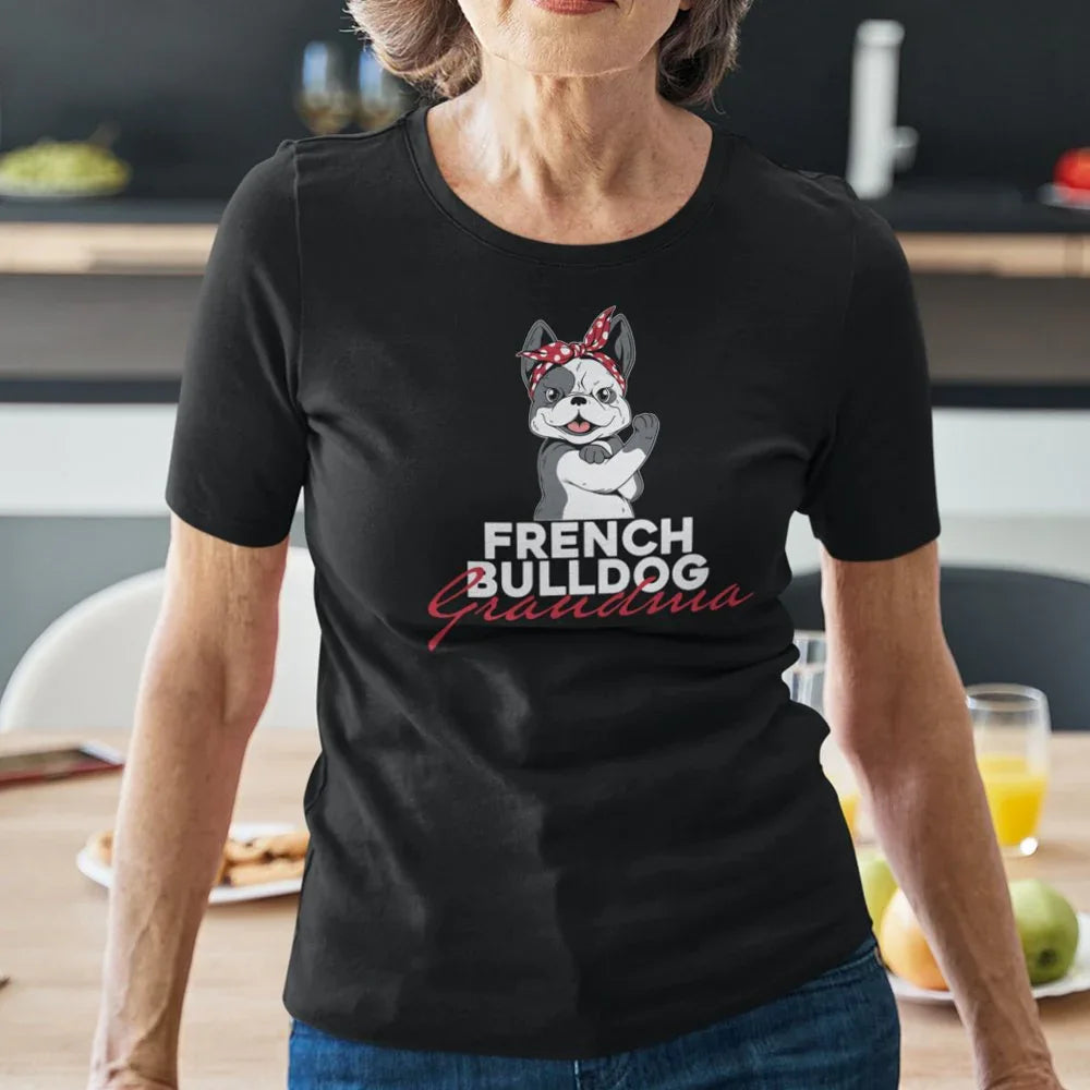 Camiseta de algodón orgánico para mujer "Abuela de Bulldog Francés"