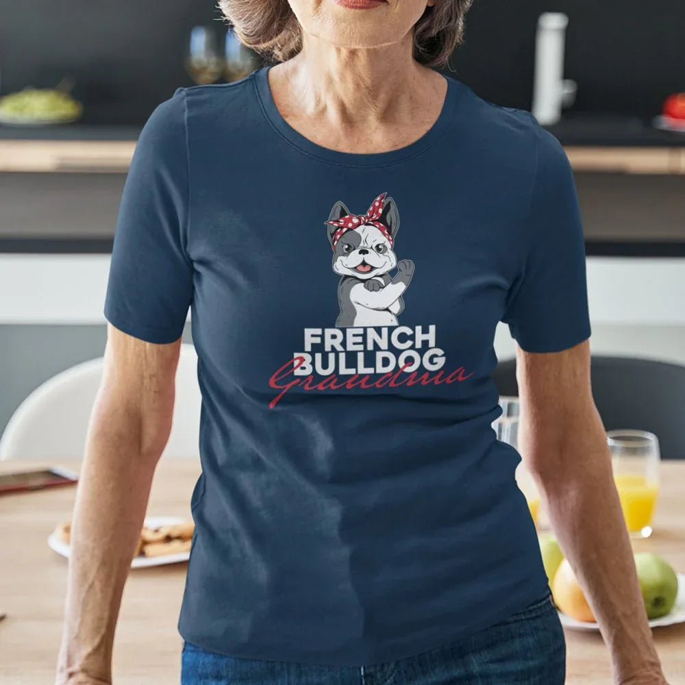 Camiseta de algodón orgánico para mujer "Abuela de Bulldog Francés"