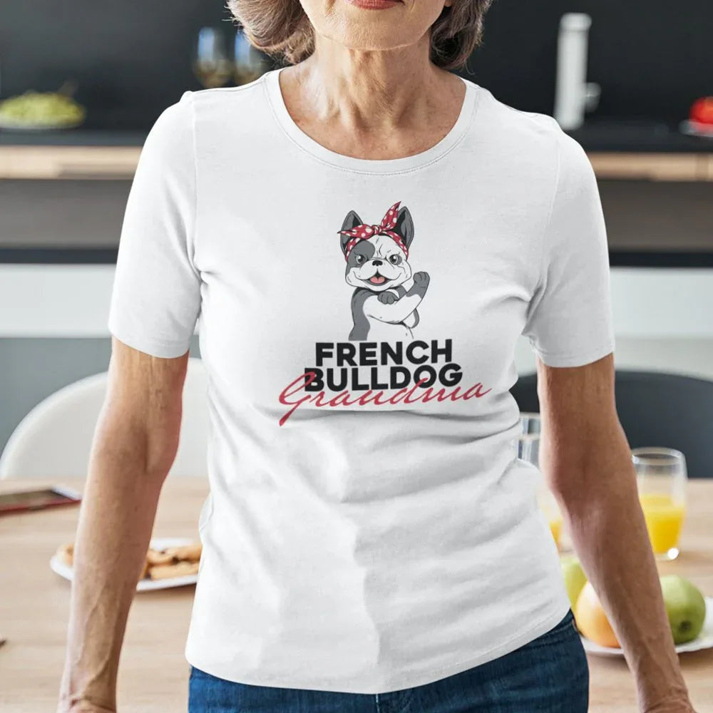 Camiseta de algodón orgánico para mujer "Abuela de Bulldog Francés"