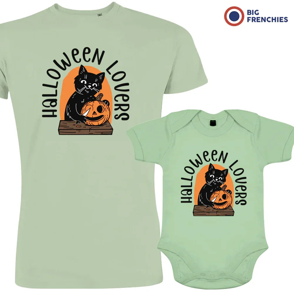 Conjunto familiar de algodón orgánico para amantes de Halloween con papá y niño (Juego de 2)