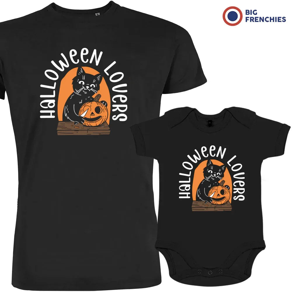 Conjunto familiar de algodón orgánico para amantes de Halloween con papá y niño (Juego de 2)
