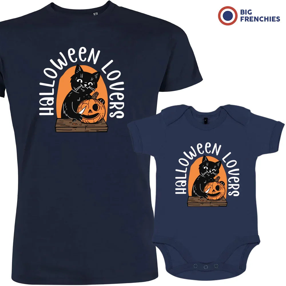 Conjunto familiar de algodón orgánico para amantes de Halloween con papá y niño (Juego de 2)