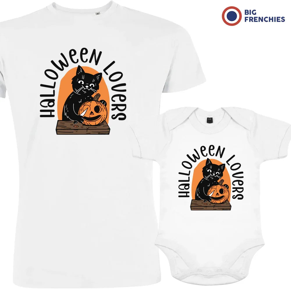 Conjunto familiar de algodón orgánico para amantes de Halloween con papá y niño (Juego de 2)