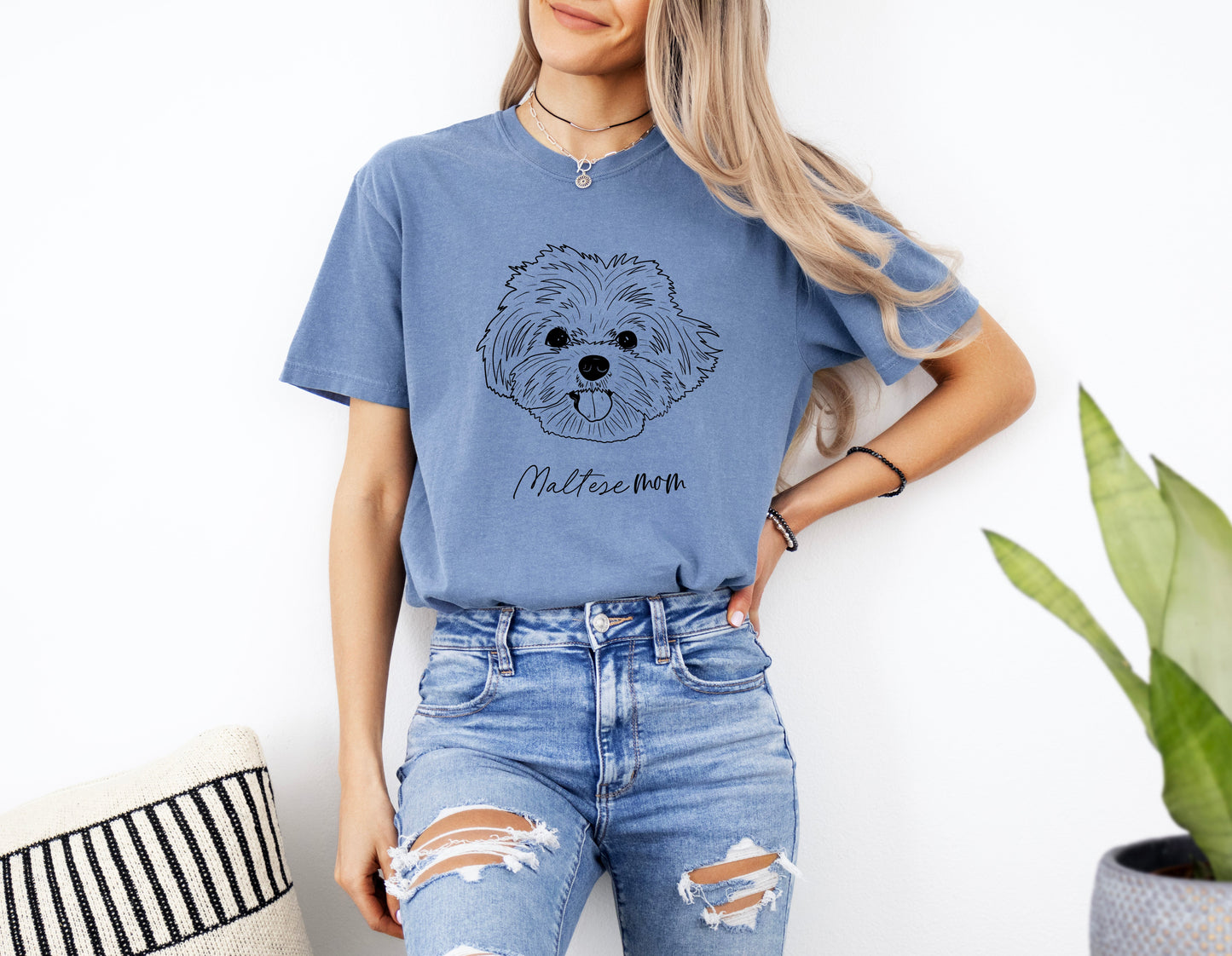 T-shirt Comfort Colors pour Maman de Bichon Maltais (centré)