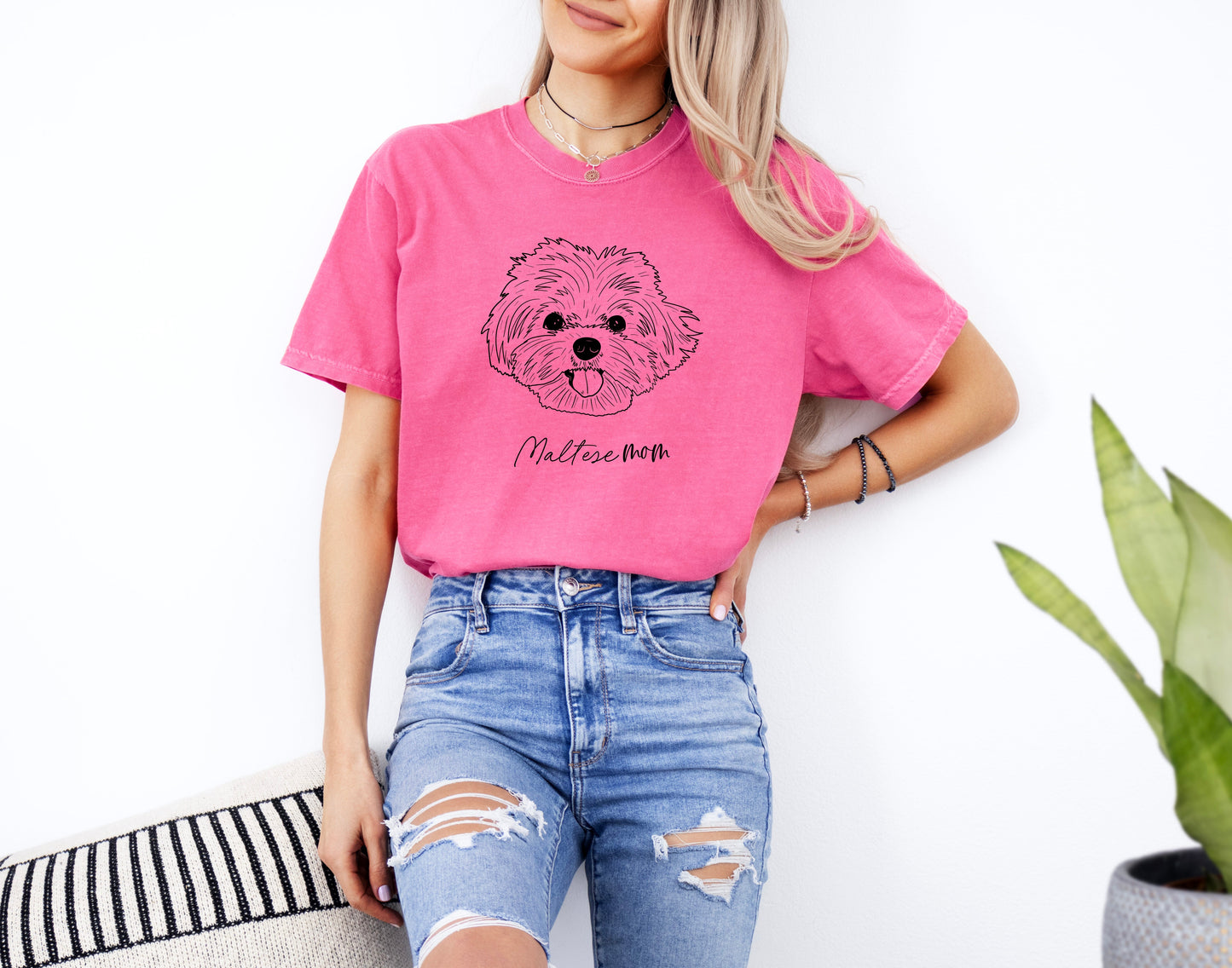 T-shirt Comfort Colors pour Maman de Bichon Maltais (centré)