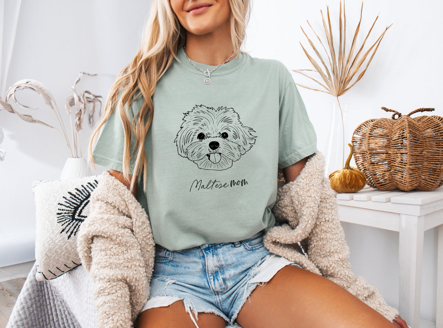 T-shirt Comfort Colors pour Maman de Bichon Maltais (centré)