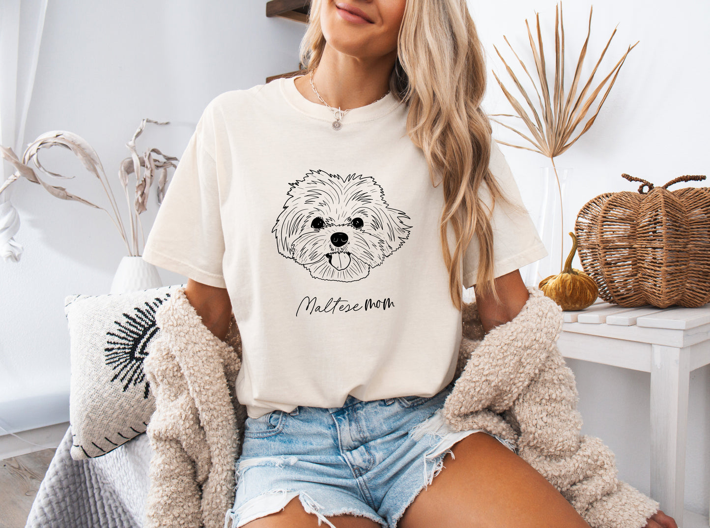 T-shirt Comfort Colors pour Maman de Bichon Maltais (centré)
