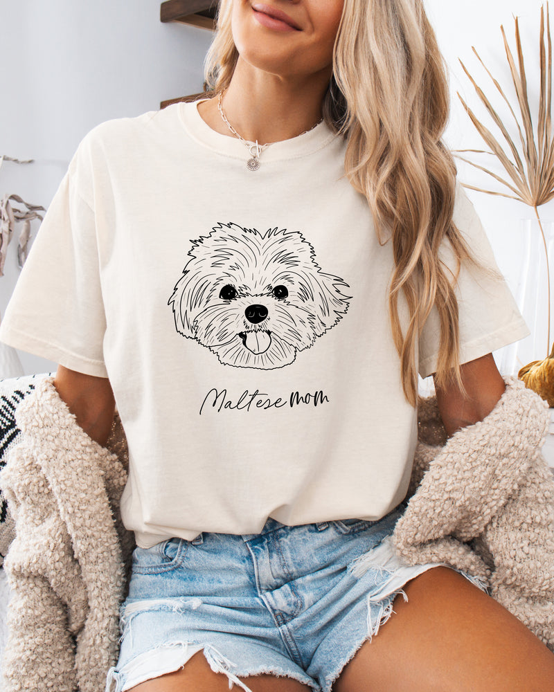 Maltese Dog Mom Comfort Colors T Shirt (center)