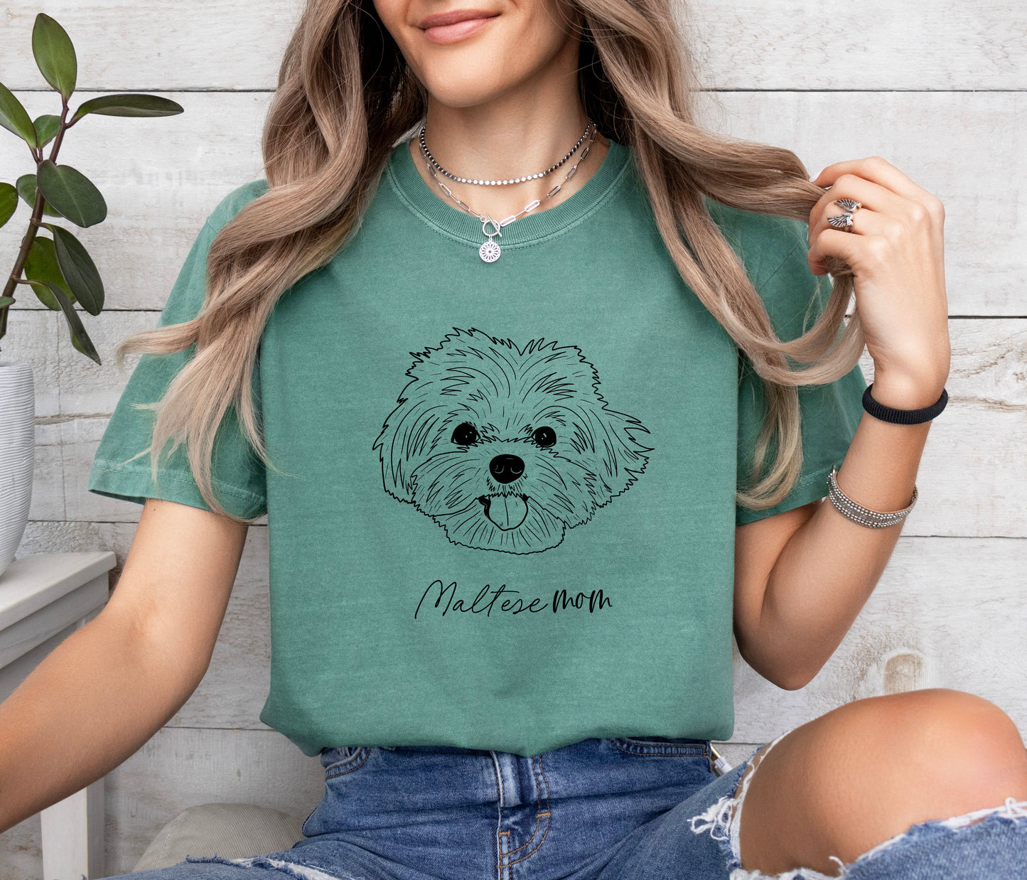 T-shirt Comfort Colors pour Maman de Bichon Maltais (centré)