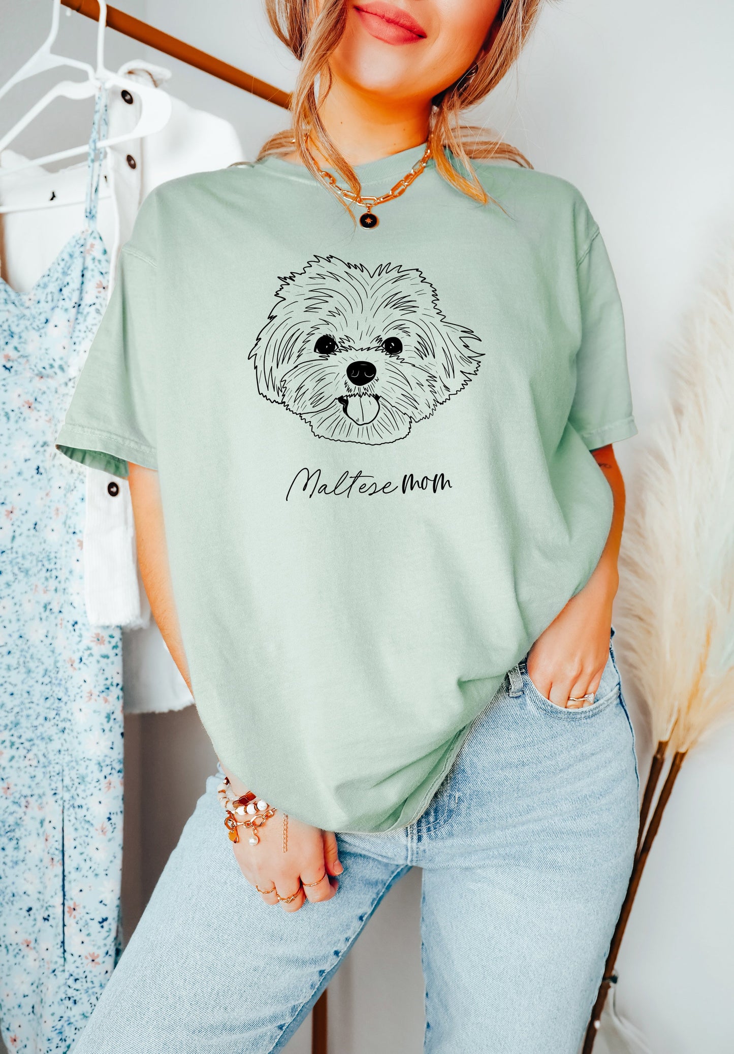 T-shirt Comfort Colors pour Maman de Bichon Maltais (centré)