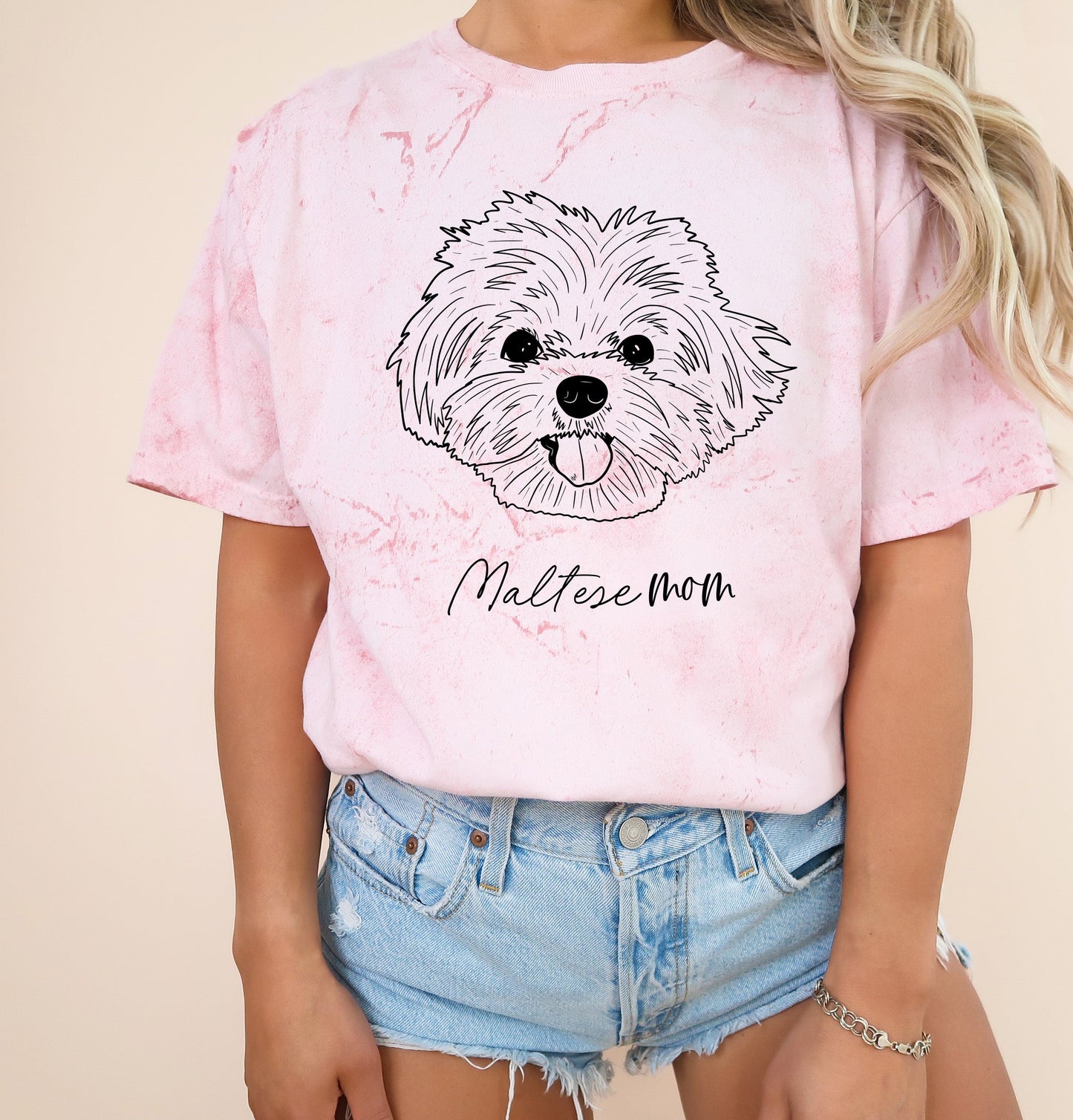 T-shirt Comfort Colors pour Maman de Bichon Maltais (centré)
