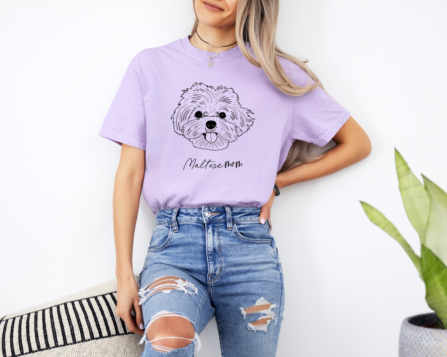 T-shirt Comfort Colors pour Maman de Bichon Maltais (centré)