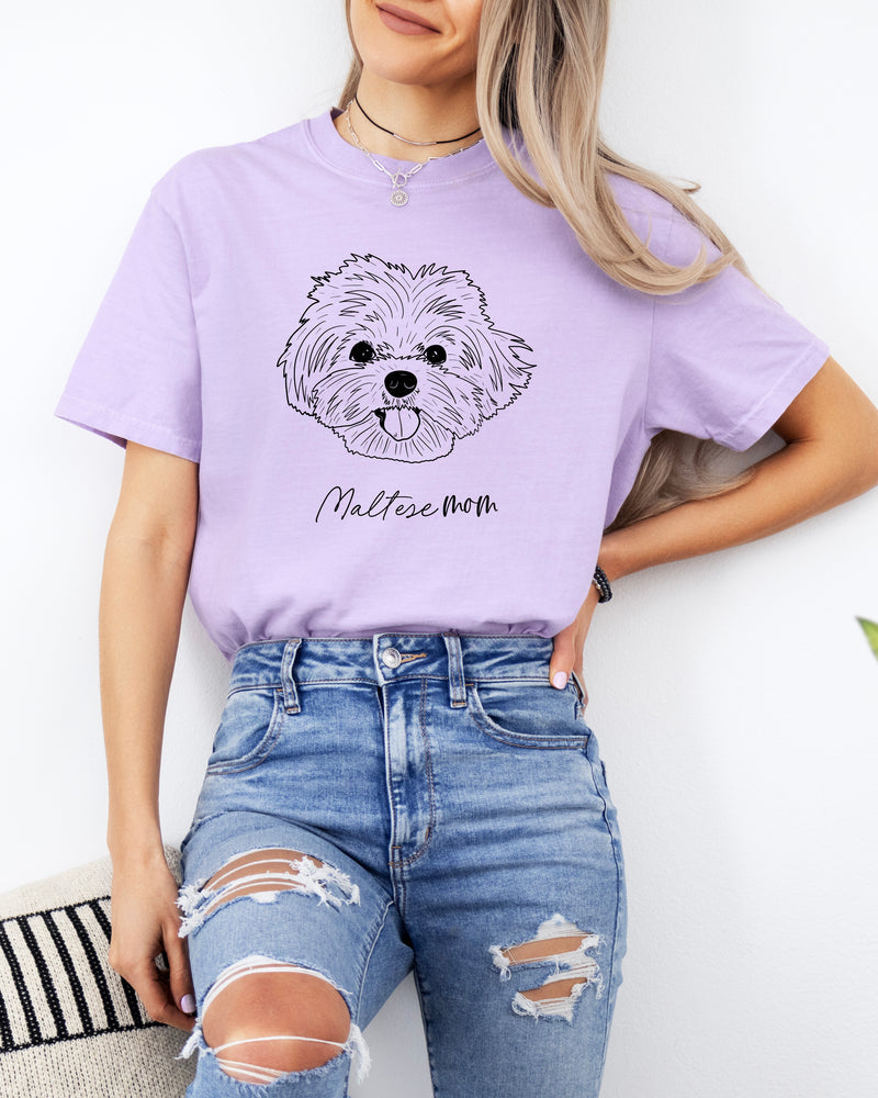 Maltese Dog Mom Comfort Colors T Shirt (center)