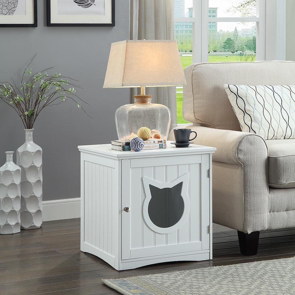 Casa para gatos mesa auxiliar, mesita de noche casa para mascotas, cobertizo para arenero