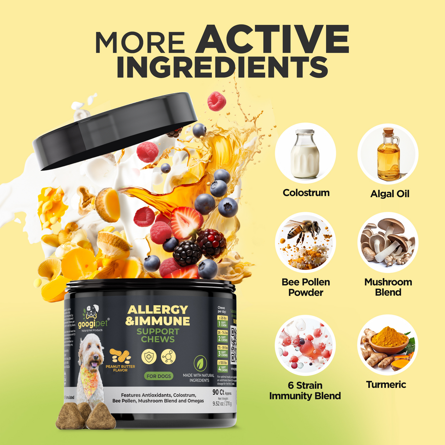 Masticables para Alergias y Apoyo Inmunitario para Perros (Sabor Mantequilla de Cacahuete)