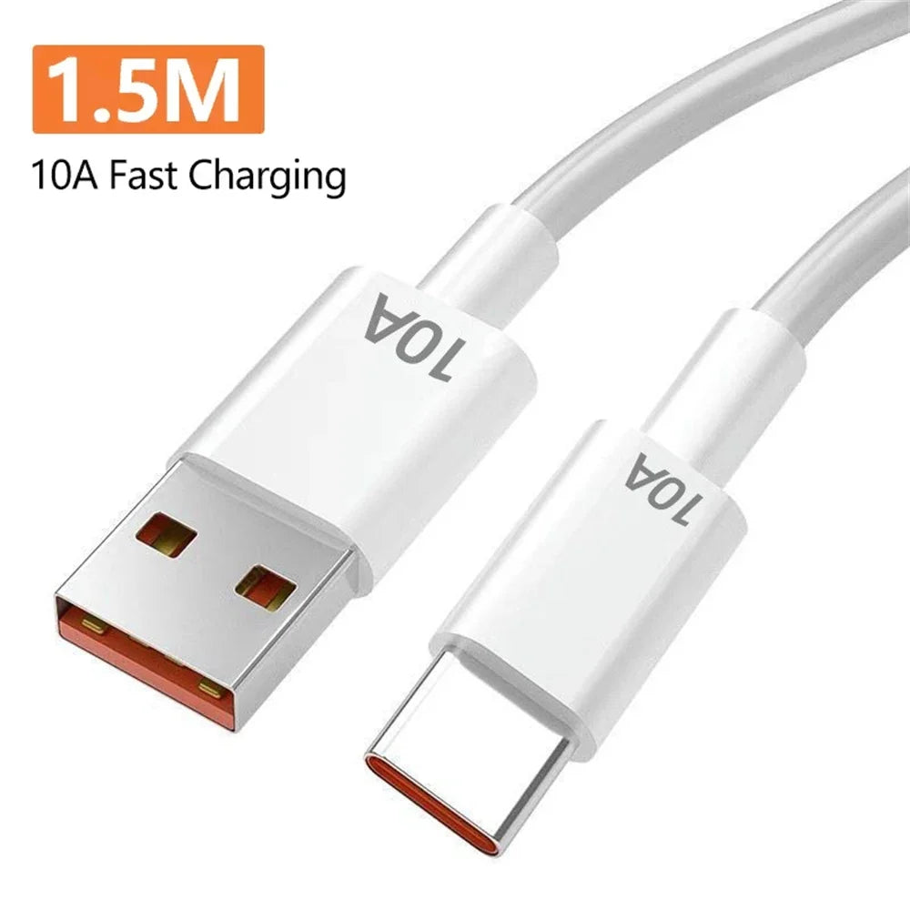 120W 4 Ports USB Charger Fast Charge Phone Charger Adapter 10A Type C Cable For iPhone Samsung Xiaomi EU/US/UK Plug Wall Charger