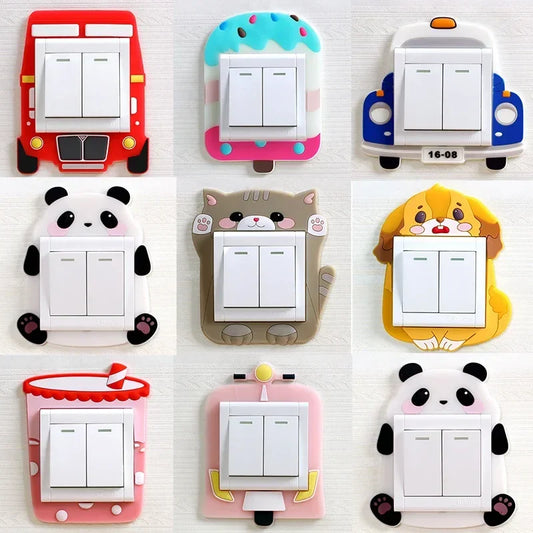 Funda luminosa de silicona para interruptor | Pegatina 3D de dibujos animados de animales Kawaii para habitación infantil