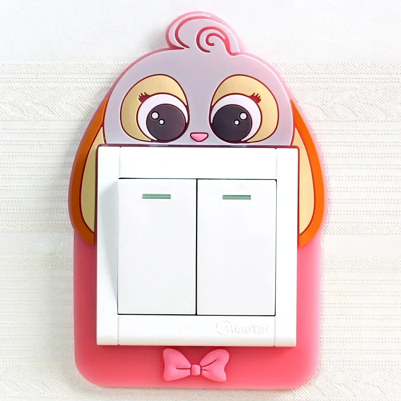 Funda luminosa de silicona para interruptor | Pegatina 3D de dibujos animados de animales Kawaii para habitación infantil