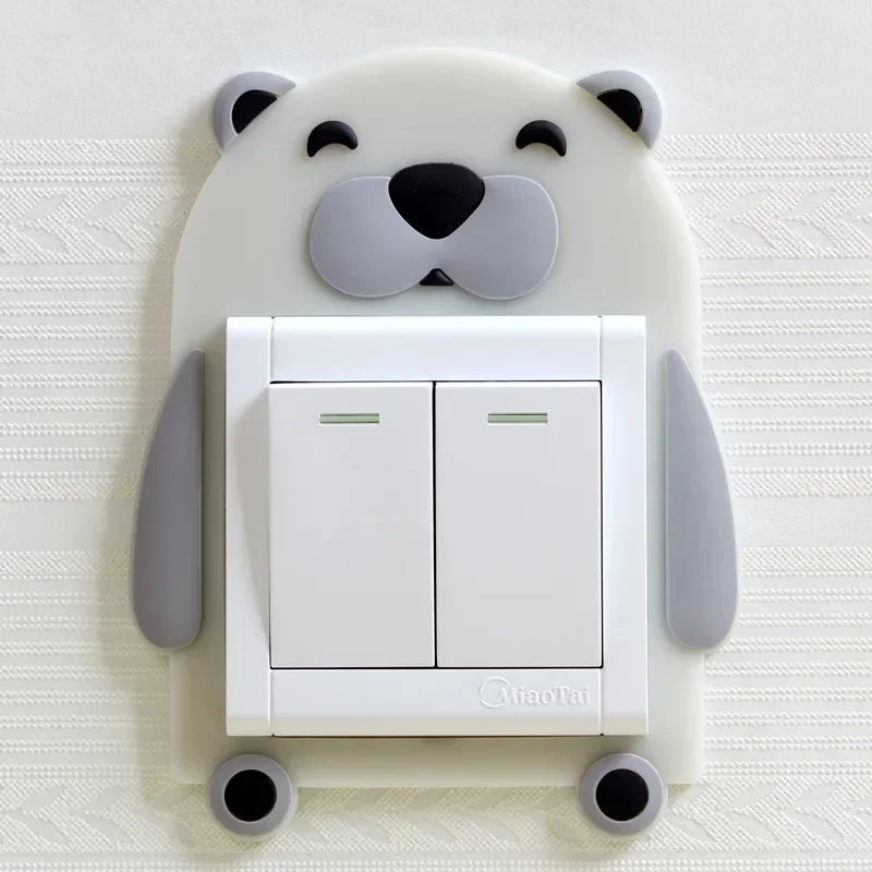 Funda luminosa de silicona para interruptor | Pegatina 3D de dibujos animados de animales Kawaii para habitación infantil