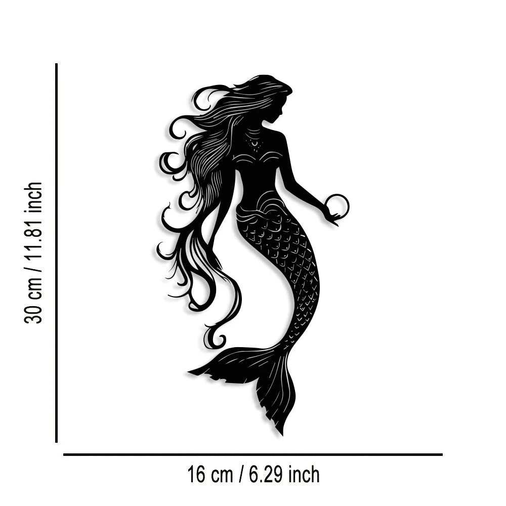 Elegant Mermaid Metal Wall Art - 1pc Minimalist & Abstract Sea Creature Decor, Reusable Iron Sign for Home, Office, Room Decor