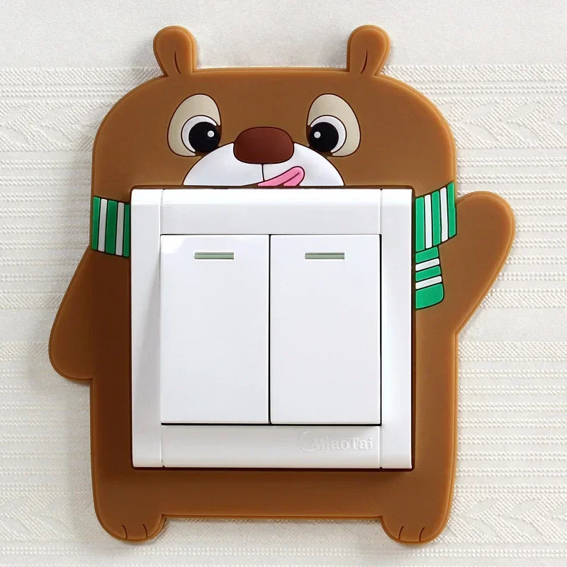 Funda luminosa de silicona para interruptor | Pegatina 3D de dibujos animados de animales Kawaii para habitación infantil