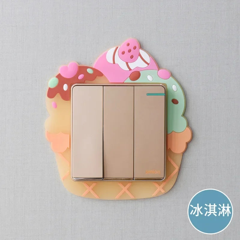 Funda luminosa de silicona para interruptor | Pegatina 3D de dibujos animados de animales Kawaii para habitación infantil