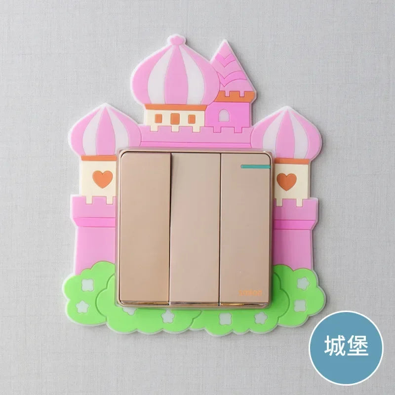 Funda luminosa de silicona para interruptor | Pegatina 3D de dibujos animados de animales Kawaii para habitación infantil