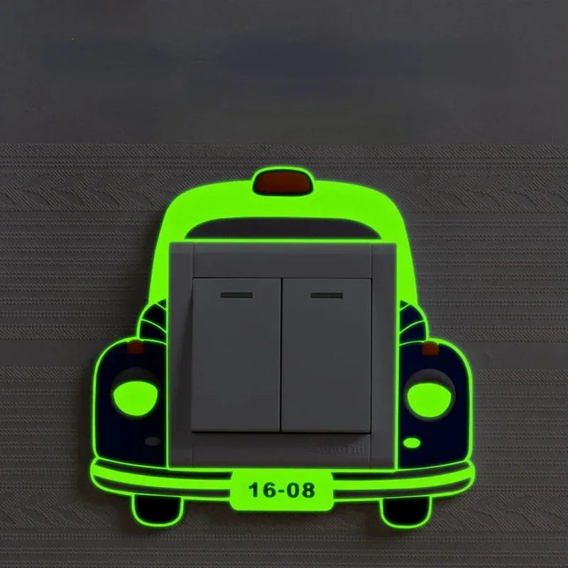 Funda luminosa de silicona para interruptor | Pegatina 3D de dibujos animados de animales Kawaii para habitación infantil