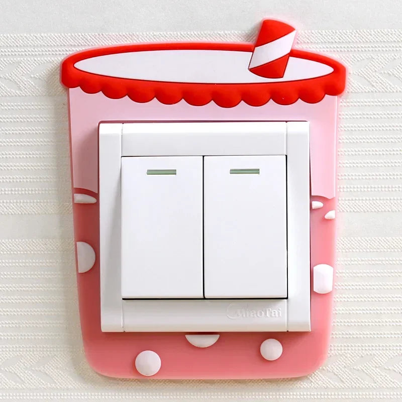 Funda luminosa de silicona para interruptor | Pegatina 3D de dibujos animados de animales Kawaii para habitación infantil
