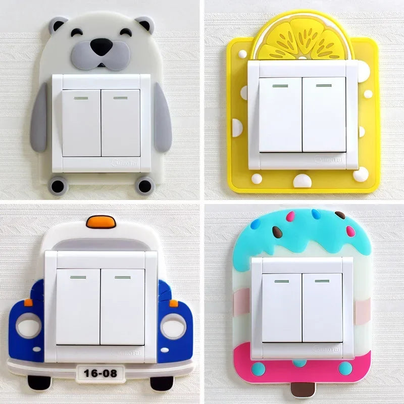 Funda luminosa de silicona para interruptor | Pegatina 3D de dibujos animados de animales Kawaii para habitación infantil