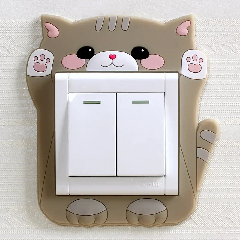 Funda luminosa de silicona para interruptor | Pegatina 3D de dibujos animados de animales Kawaii para habitación infantil