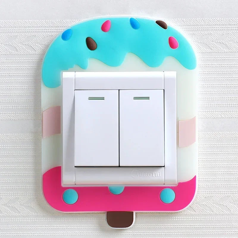 Funda luminosa de silicona para interruptor | Pegatina 3D de dibujos animados de animales Kawaii para habitación infantil
