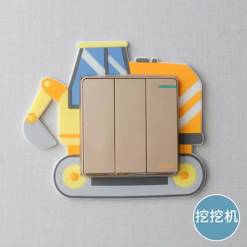 Funda luminosa de silicona para interruptor | Pegatina 3D de dibujos animados de animales Kawaii para habitación infantil