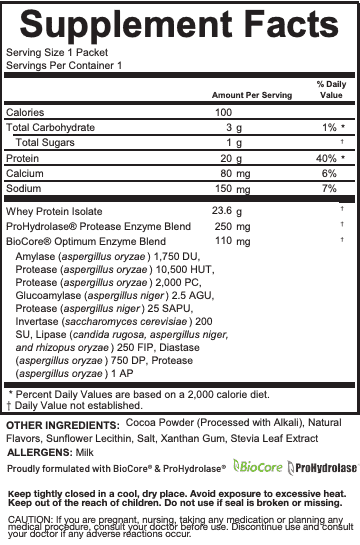 Protéine de Lactosérum - Chocolat (12 sachets individuels)