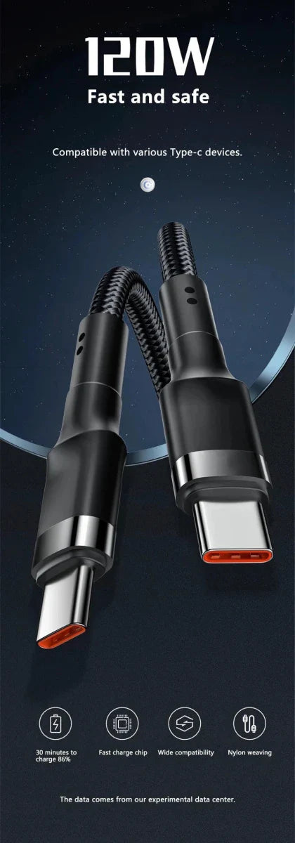 Xiaomi 120W Fast Charger PD Quick Charging High Quality USB C TO USB Type C Cable For iPhone 15 Plus Pro Max Samsung S24