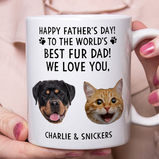 Pour le meilleur papa à fourrure du monde, tasse personnalisée avec photo pour chien, chat ou autre animal C569