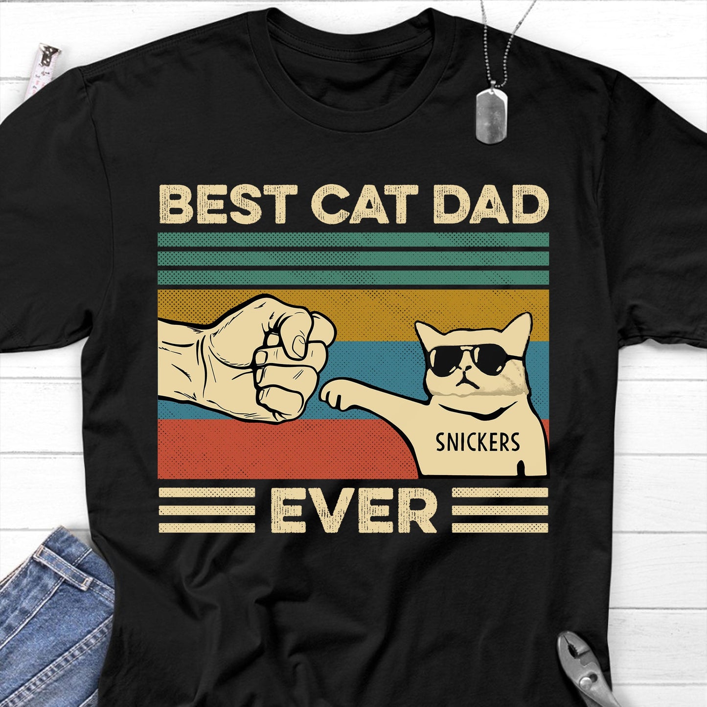 La mejor camiseta personalizada para papá de gato C525